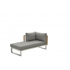 Belerive chaise lounge elem. R stainless steel/teak/warm grey